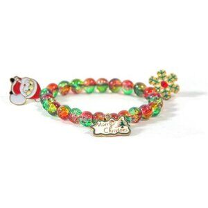Christmas beaded bracelet for women holiday charm jewelry gift festive bead set